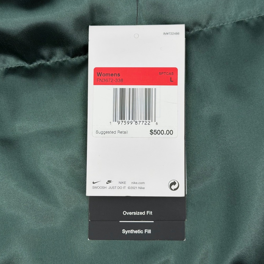 NWT Nike Destroyer Varsity Bomber Jacket Leather Green Cream $500 Retail Wmns L - Picture 10 of 16